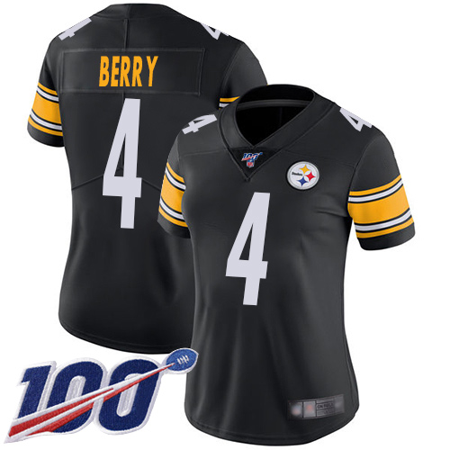 Women Pittsburgh Steelers Football #4 Limited Black Jordan Berry Home 100th Season Vapor Untouchable Nike NFL Jersey